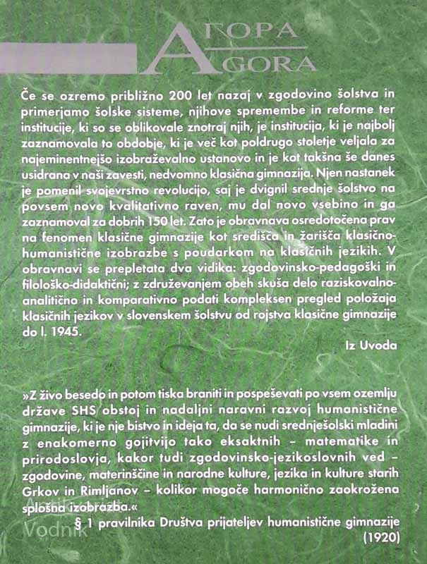 KLASIČNI JEZIK V SLOVENSKEM ŠOLSTVU 1848-1945, Matej Hriberšek