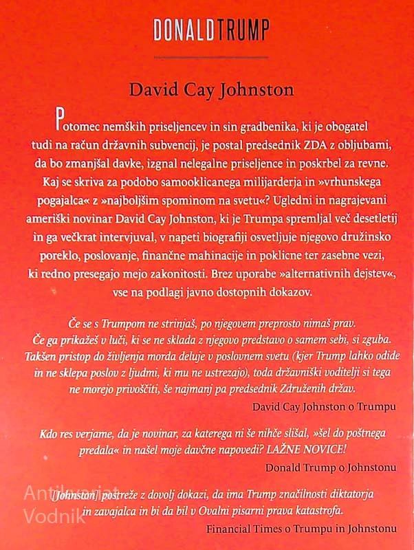 DONALD TRUMP; RESNICA O POTI NA VRH, David Cay Johnston