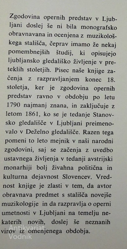 OPERA V STANOVSKEM GLEDALIŠČU V LJUBLJANI OD LETA 1790 DO 1861, Jože Sivec