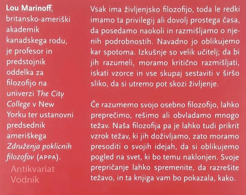 RAJE PLATONA KOT POMIRJEVALA!; KAKO Z VEČNO MODROSTJO REŠEVATI VSAKODNEVNE TEŽAVE, Lou Marinoff