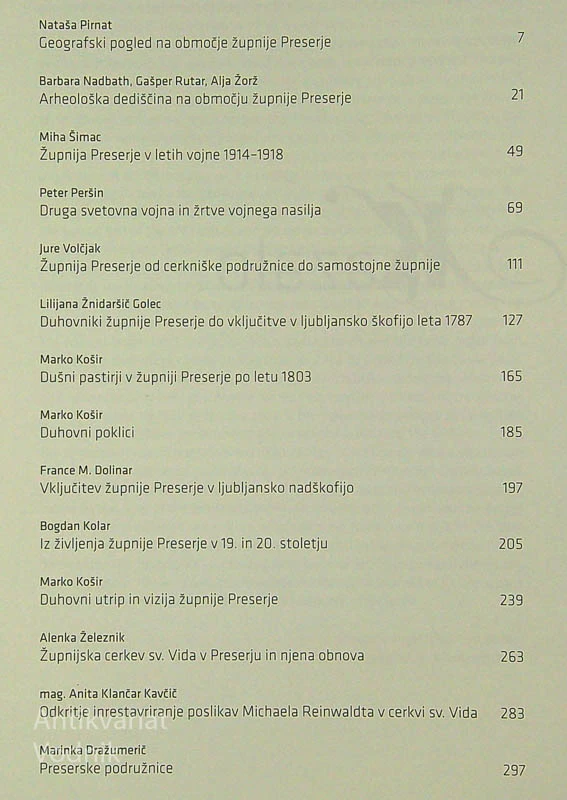 ŽUPNIJA PRESERJE SKOZI ČAS