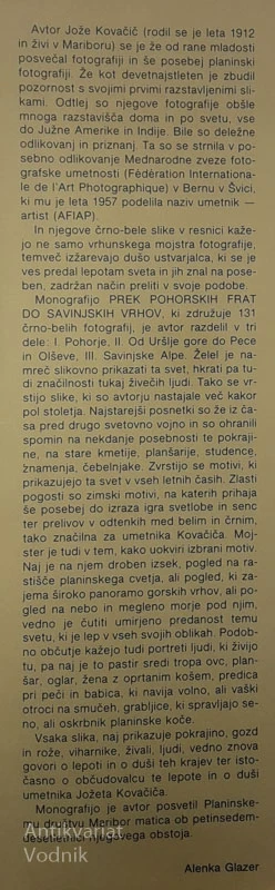 PREK POHORSKIH FRAT DO SAVINJSKIH VRHOV, Jože Kovačič