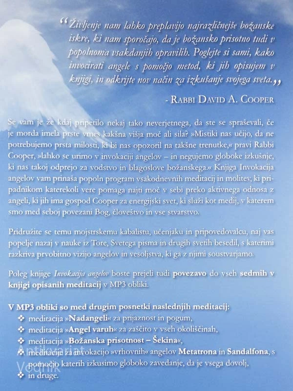 INVOKACIJA ANGELOV ZA BLAGOSLOVE, ZAŠČITO IN ZDRAVLJENJE, Rabbi David A. Cooper
