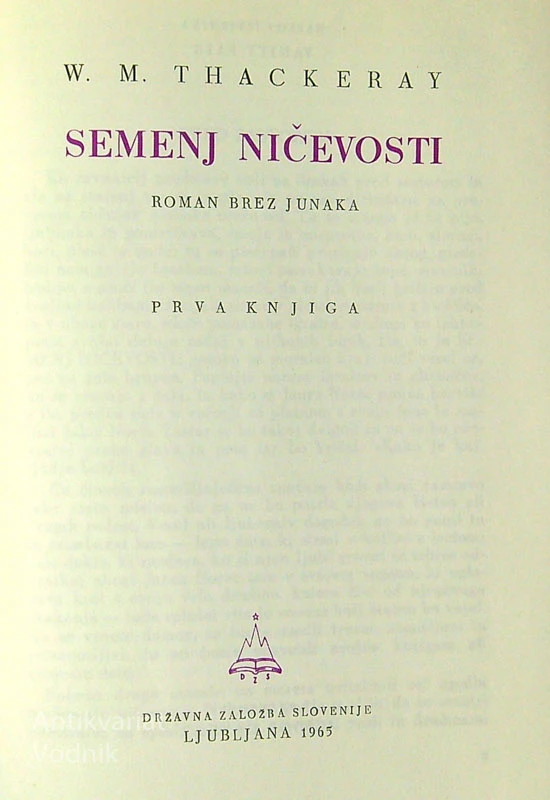 SEMENJ NIČEVOSTI, William Makepeace Thackeray