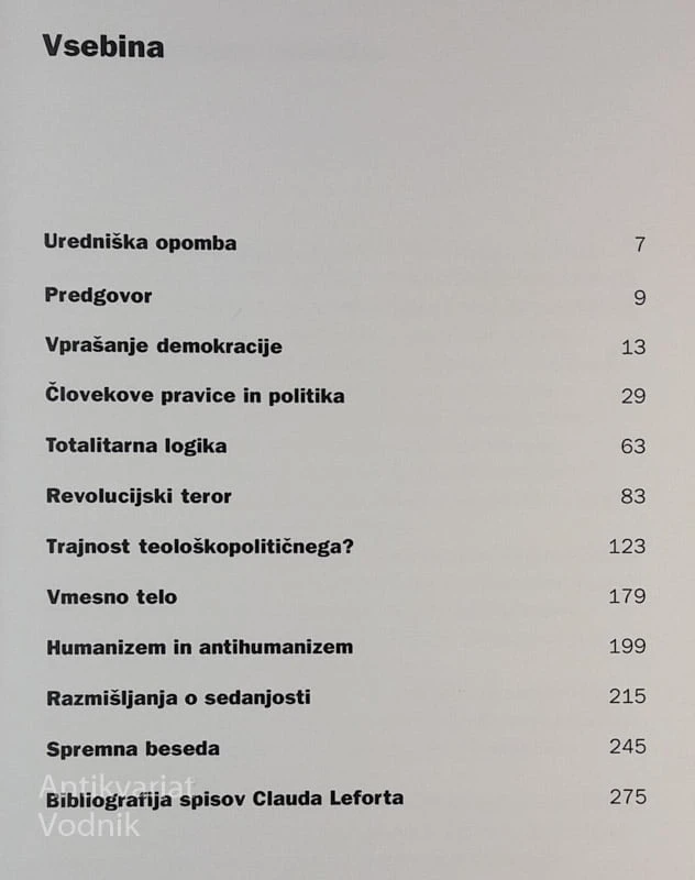 PRIGODE DEMOKRACIJE, Claud Lefort