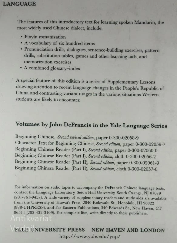 BEGINNING CHINESE, John DeFrancis