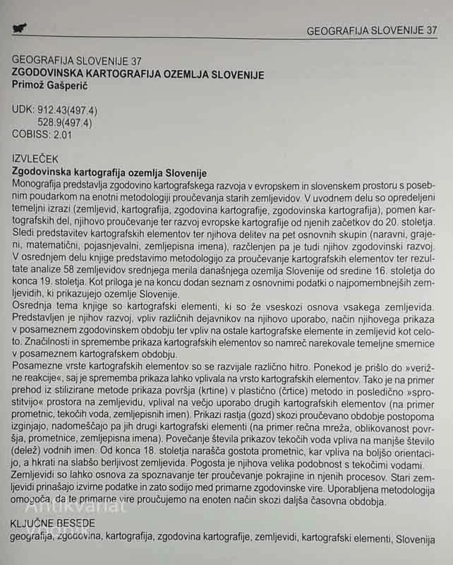 ZGODOVINSKA KARTOGRAFIJA OZEMLJA SLOVENIJE, Primož Gašperič