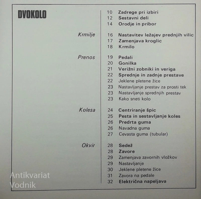 KOLESA IN MOTORJI; NASVETI ZA VZDRŽEVANJE, POPRAVILA IN IZBOLJŠAVE DVOKOLES, več avtorjev