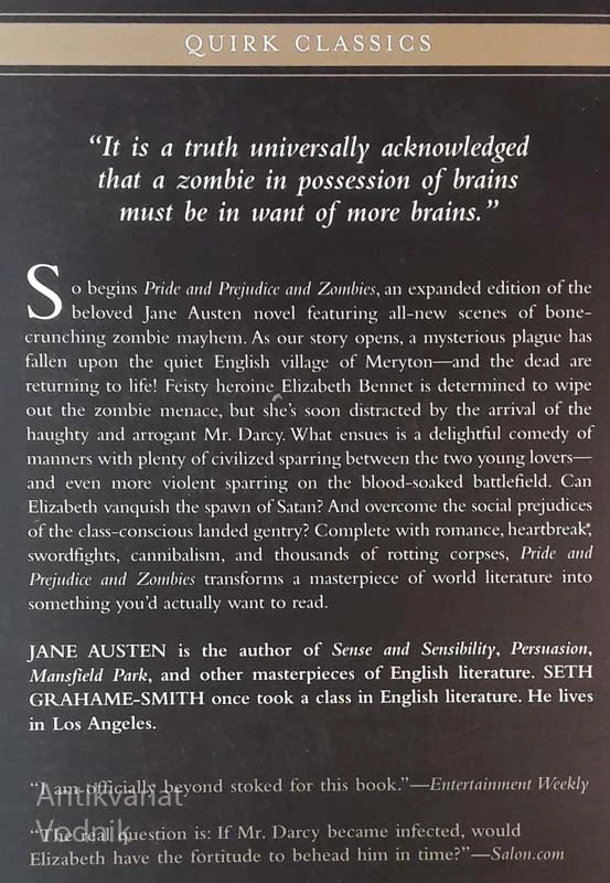 PRIDE AND PREJUDICE AND ZOMBIES, Jane Austen, Seth Grahame-Smith