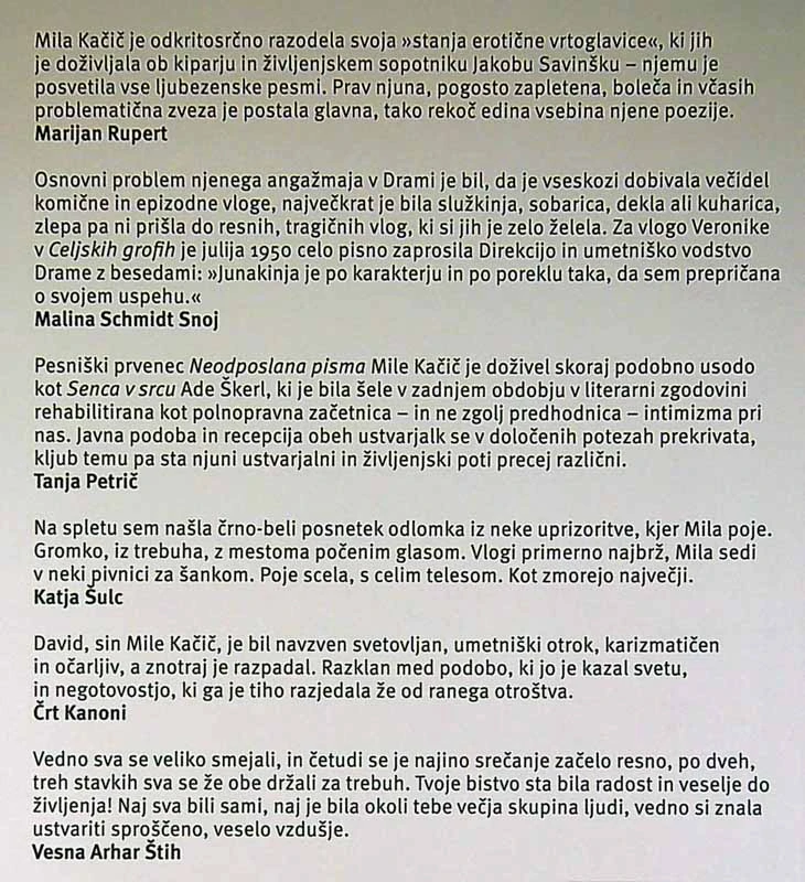 NIČ VEČ TE NI; ZGODBA O IGRALKI IN PESNICI MILI KAČIČ, Marijan Rupert