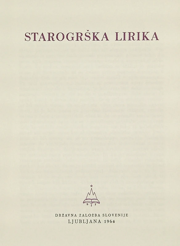 STAROGRŠKA LIRIKA, Anton Sovre