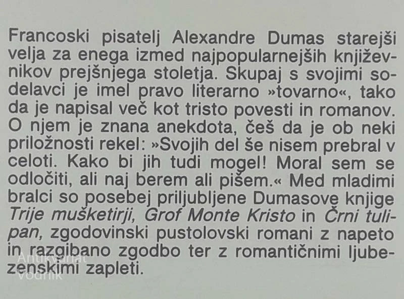 ČRNI TULIPAN, Alexandre Dumas
