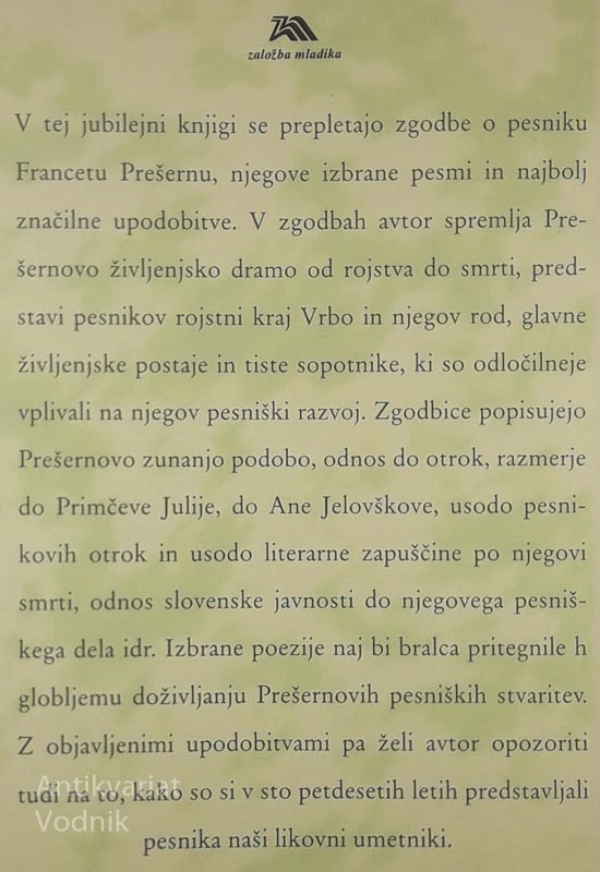 FRANCE PREŠEREN; ZGODBE-PESMI-PODOBE, Janez Mušič
