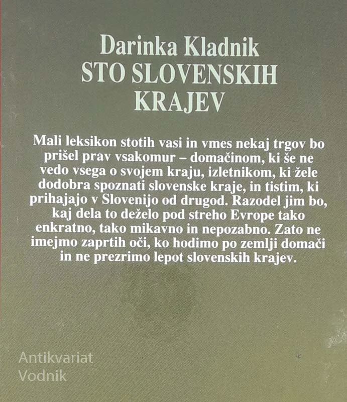 STO SLOVENSKIH KRAJEV, Darinka Kladnik