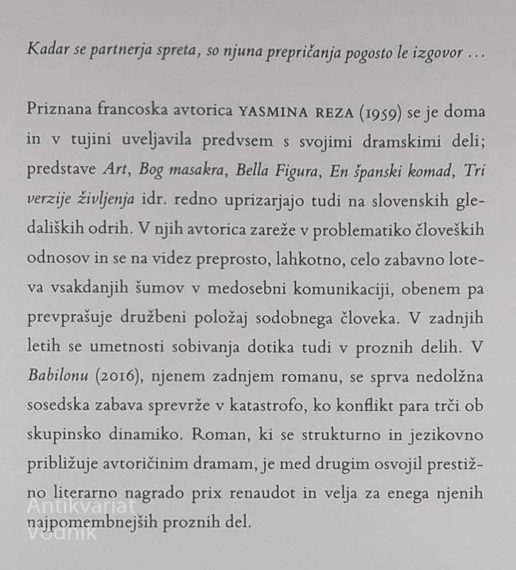 BABILON, Yasmina Reza