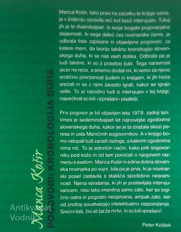 POGOVORI; KRONOLOGIJA DUHA, Manca Košir