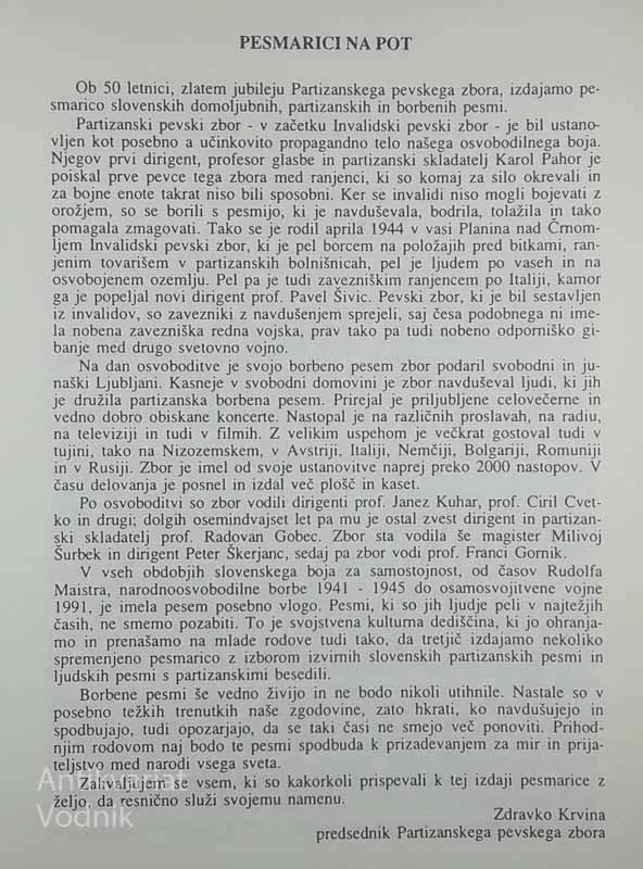 NAŠA PARTIZANSKA PESEM, Mitja Gobec