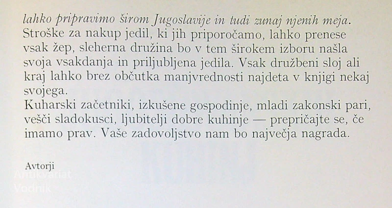 TISOČ IN EN RECEPT JUGOSLOVANSKIH KUHINJ, Selena Mostarac