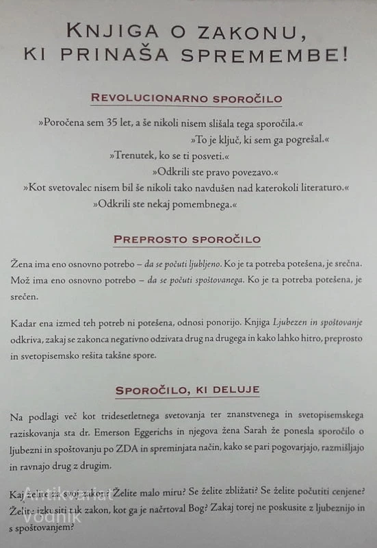 LJUBEZEN IN SPOŠTOVANJE, Dr. Emerson Eggerichs