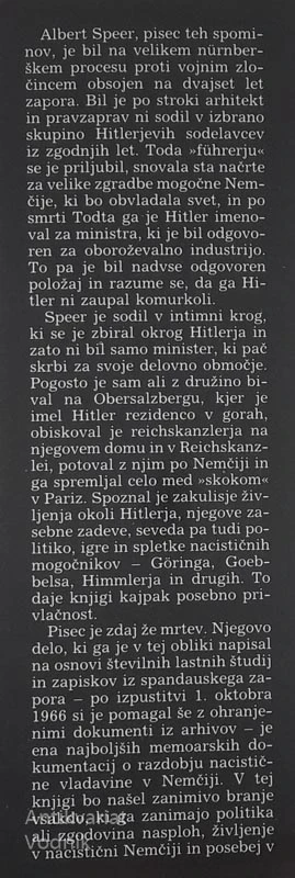 SPOMINI, Albert Speer