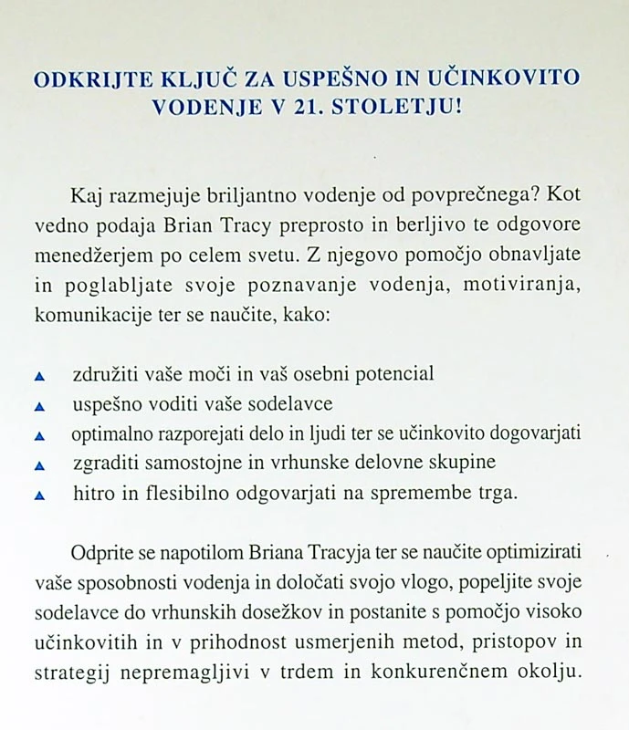 VRHUNSKO VODENJE, Brian Tracy