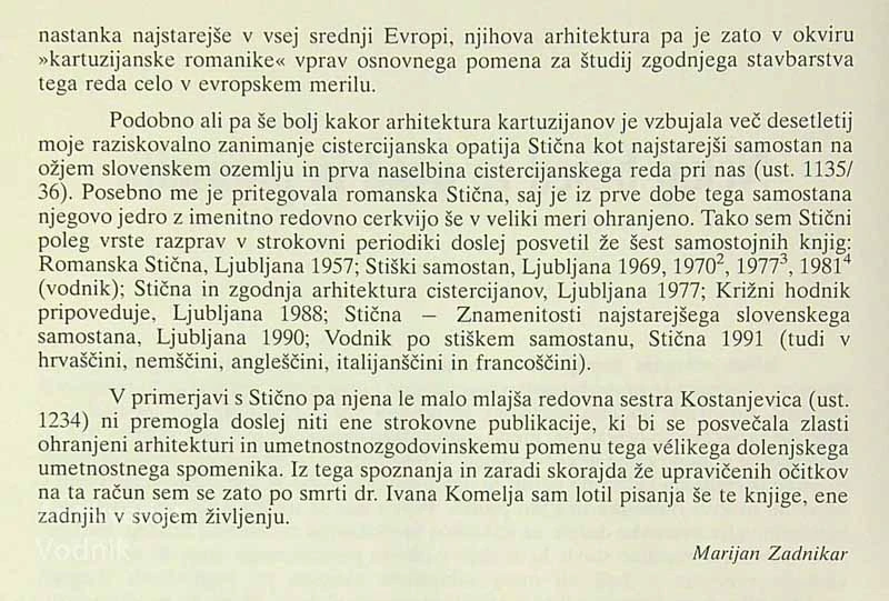 KOSTANJEVIŠKI KLOŠZER, Marijan Zadnikar