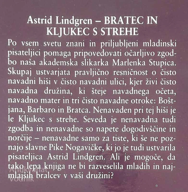 BRATEC IN KLJUKEC S STREHE, Astrid Lindgren