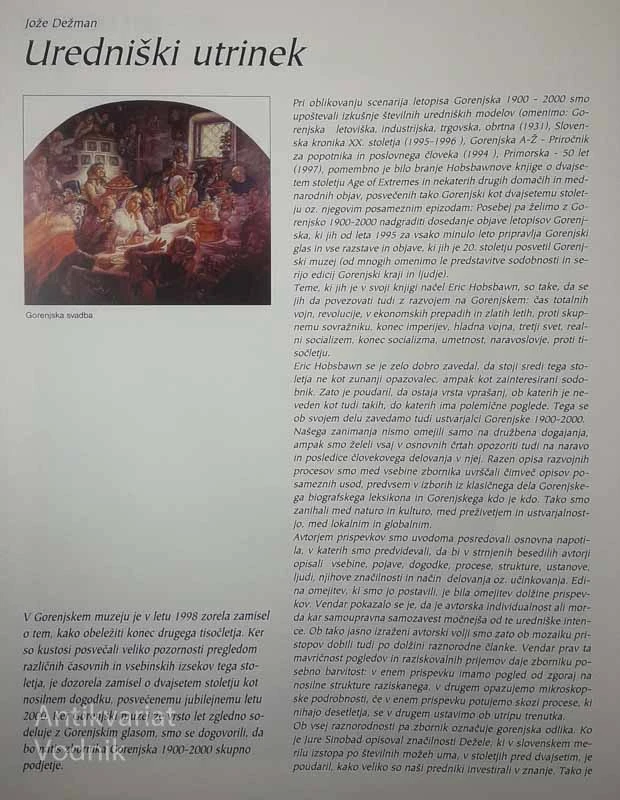 GORENJSKA 1900-2000; KNJIGA GORENJSKE SAMOZAVESTI