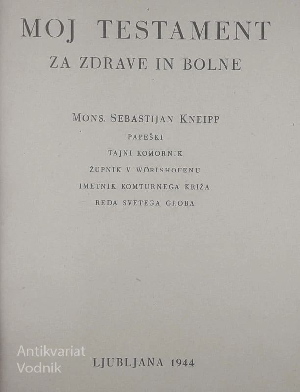 ZA ZDRAVJE IN BOLEZNI, Seb. Kneipp