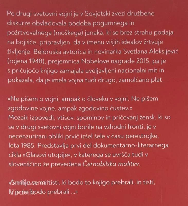 VOJNA NIMA ŽENSKEGA OBRAZA, Svetlana Aleksejevič