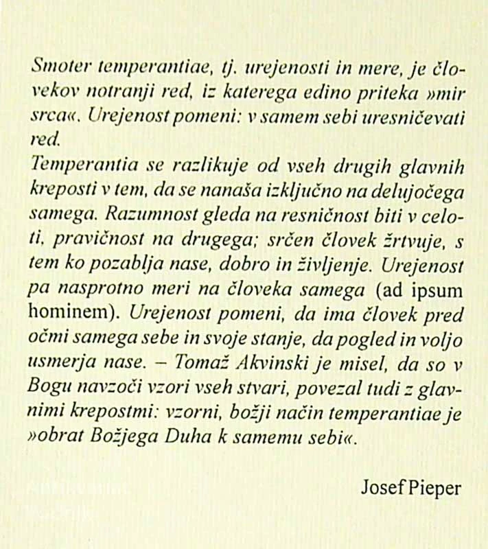 SRČNOST IN ZMERNOST, Josef Pieper