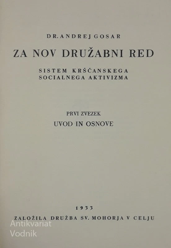 ZA NOV DRUŽABNI RED Dr. Andrej Gosar