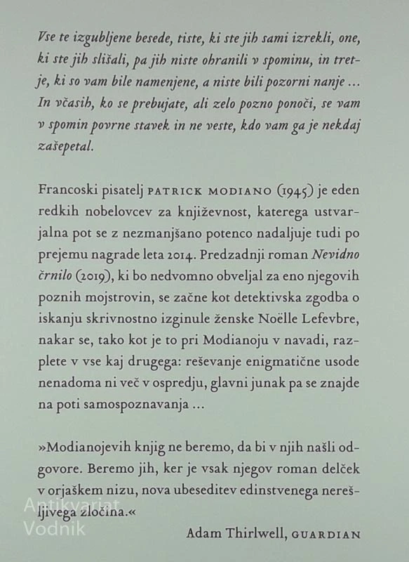 NEVIDNO ČRNILO, Patrick Modiano