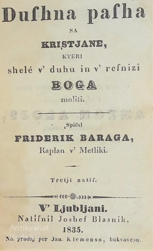 DUSHNA PASHA SA KRISTJANE, spisal Friderik Baraga