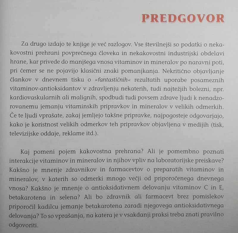 VITAMINI IN MINERALI; RESNICE IN PREDSODKI, več avtorjev