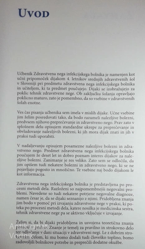 ZDRAVSTVENA NEGA INFEKCIJSKEGA BOLNIKA, Irena Šumak