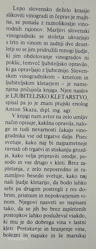 LJUBITELJSKO KLETARSTVO, Anton Skaza