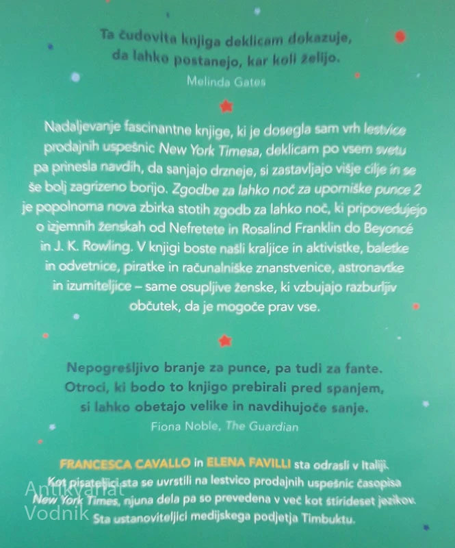 ZGODBE ZA LAHKO NOČ ZA UPORNIŠKE PUNCE 2, Francesca Cavallo in Elena Favilli