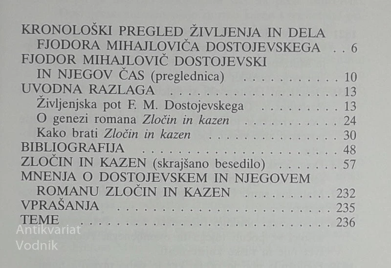ZLOČIN IN KAZEN, Fjodor Mihajlovič Dostojevski