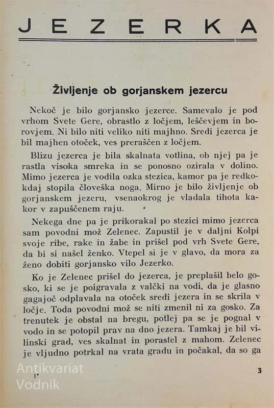 JEZERKA, Lojze Zupanc (pravljice za otroke)