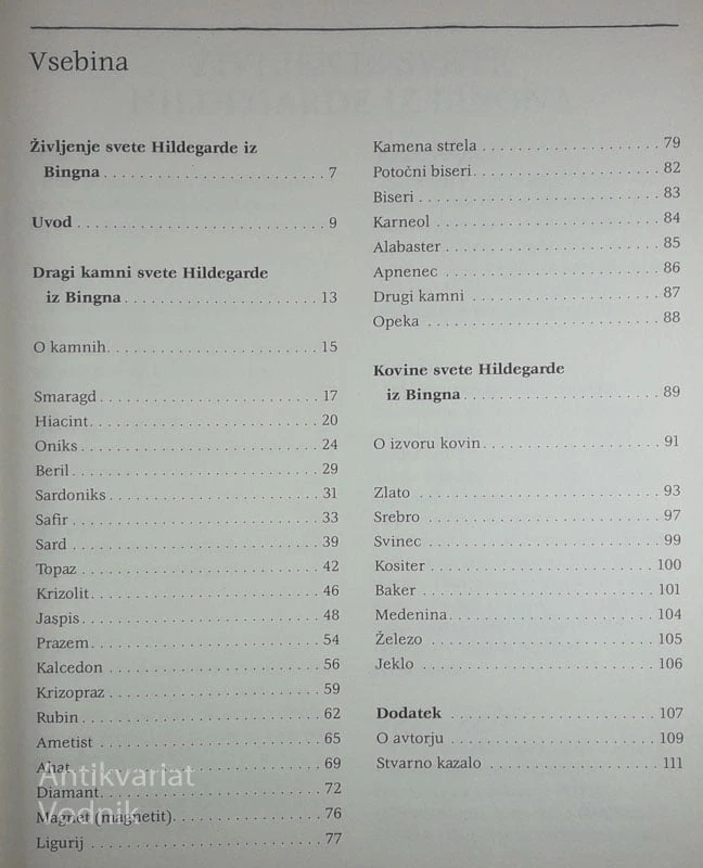 ATLAS DRAGIH KAMNOV IN KOVIN, Sveta Hildegarda