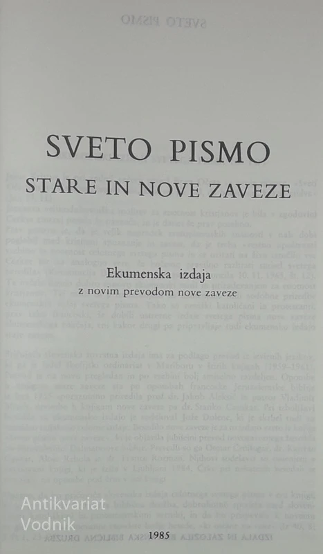 SVETO PISMO STARE IN NOVE ZAVEZE, Ekumenska izdaja
