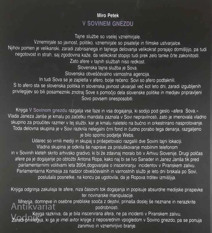 V SOVINEM GNEZDU, Miro Petek