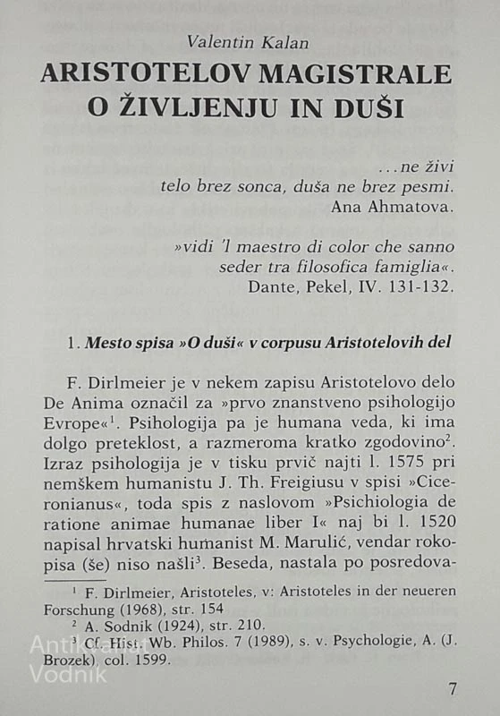 O DUŠI, Aristotel