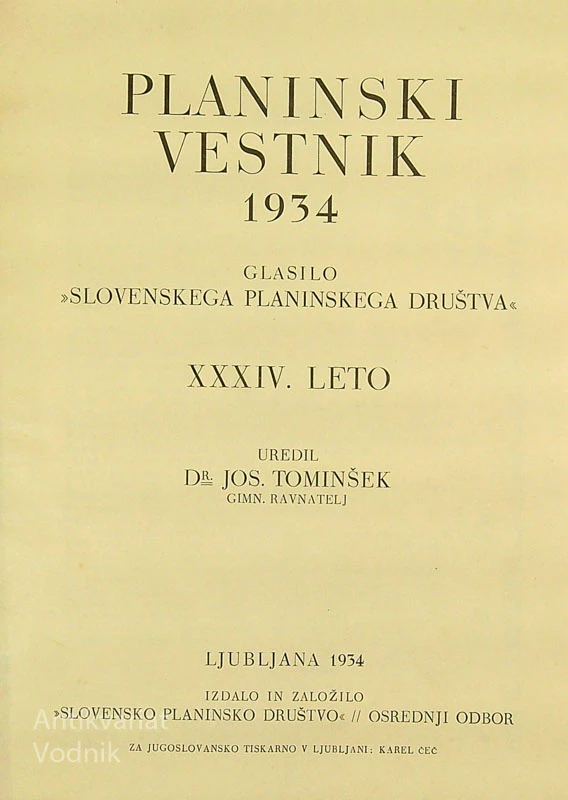 PLANINSKI VESTNIK 1934
