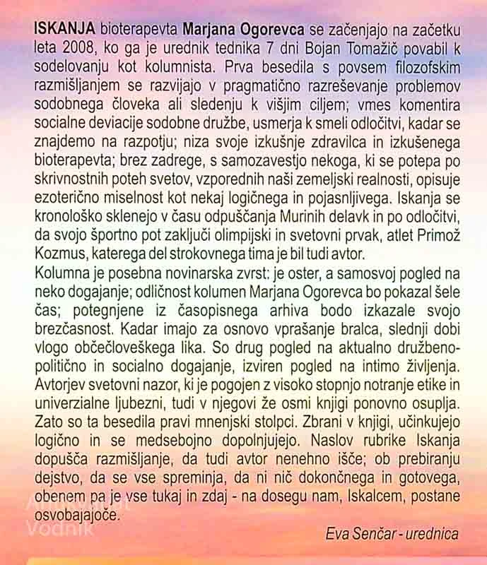 ISKANJA; BIOTERAPEVTOVO RAZMIŠLJANJE, Marjan Ogorevc