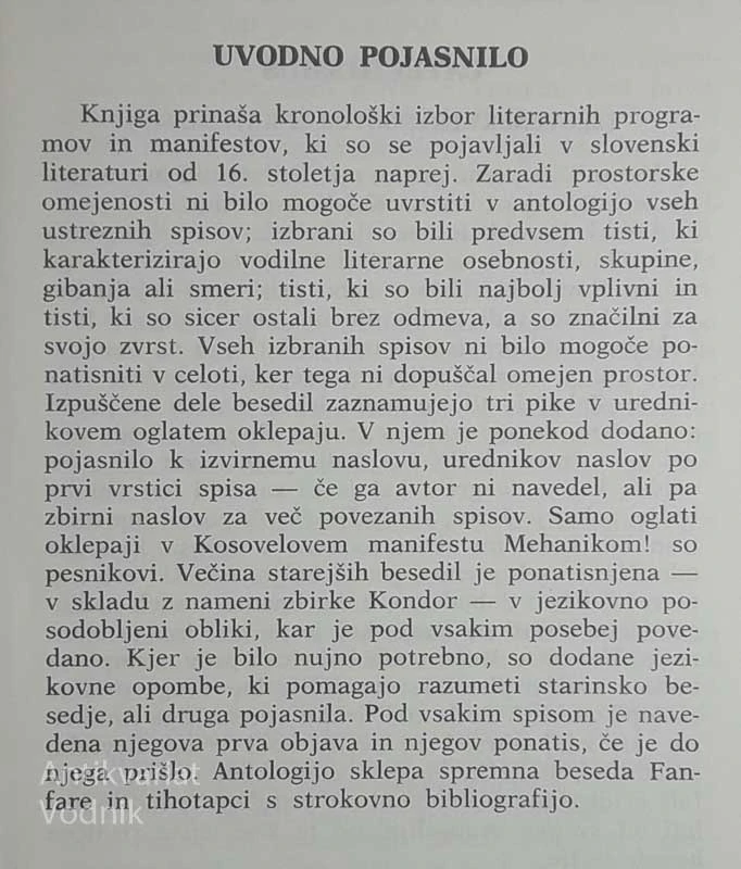 SLOVENSKI LITERARNI PROGRAMI IN MANIFESTI