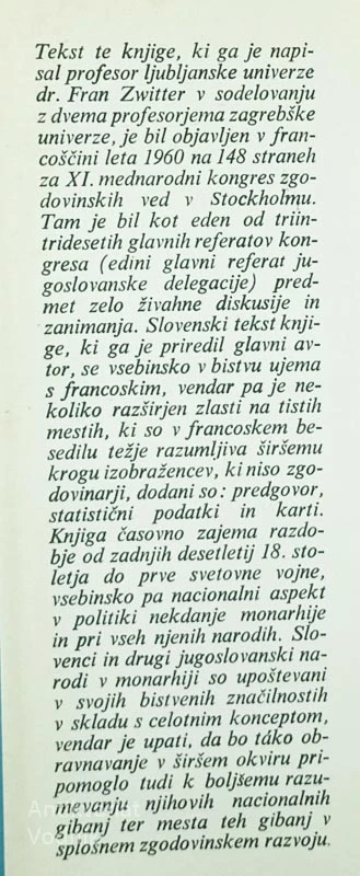 NACIONALNI PROBLEMI V HABSBURŠKI MONARHIJI, Fran Zwitter