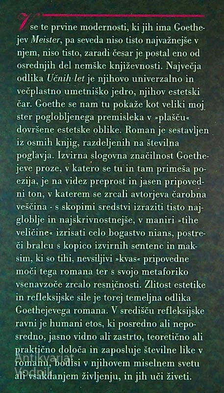 UČNA LETA WILHELMA MEISTRA, Johann Wolfgang Goethe (1. del)
