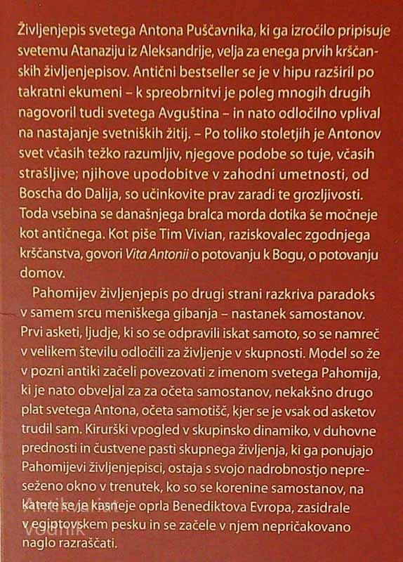 IZVIRI MENIŠTVA; ŽIVLJENJE SVETEGA ANTONA IN ŽIVLJENJE SVETEGA PAHOMIJA